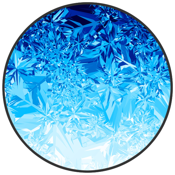 Illustration of blue crystal shapes that fade from dark blue to white