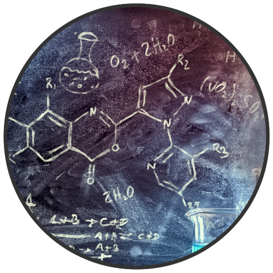 Handwritten notes and drawings of molecules and chemical equations